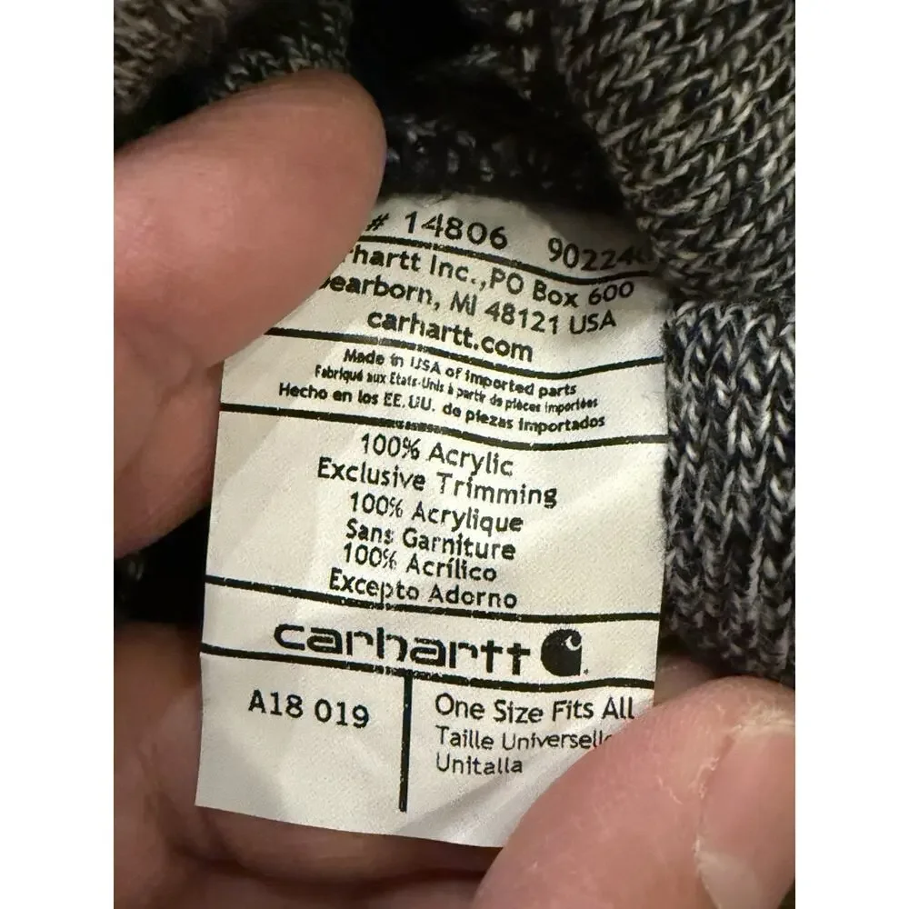 Carhartt Unisex Gray Acrylic Knit Beanie Hat One Size Winter Logo USA A18 019
